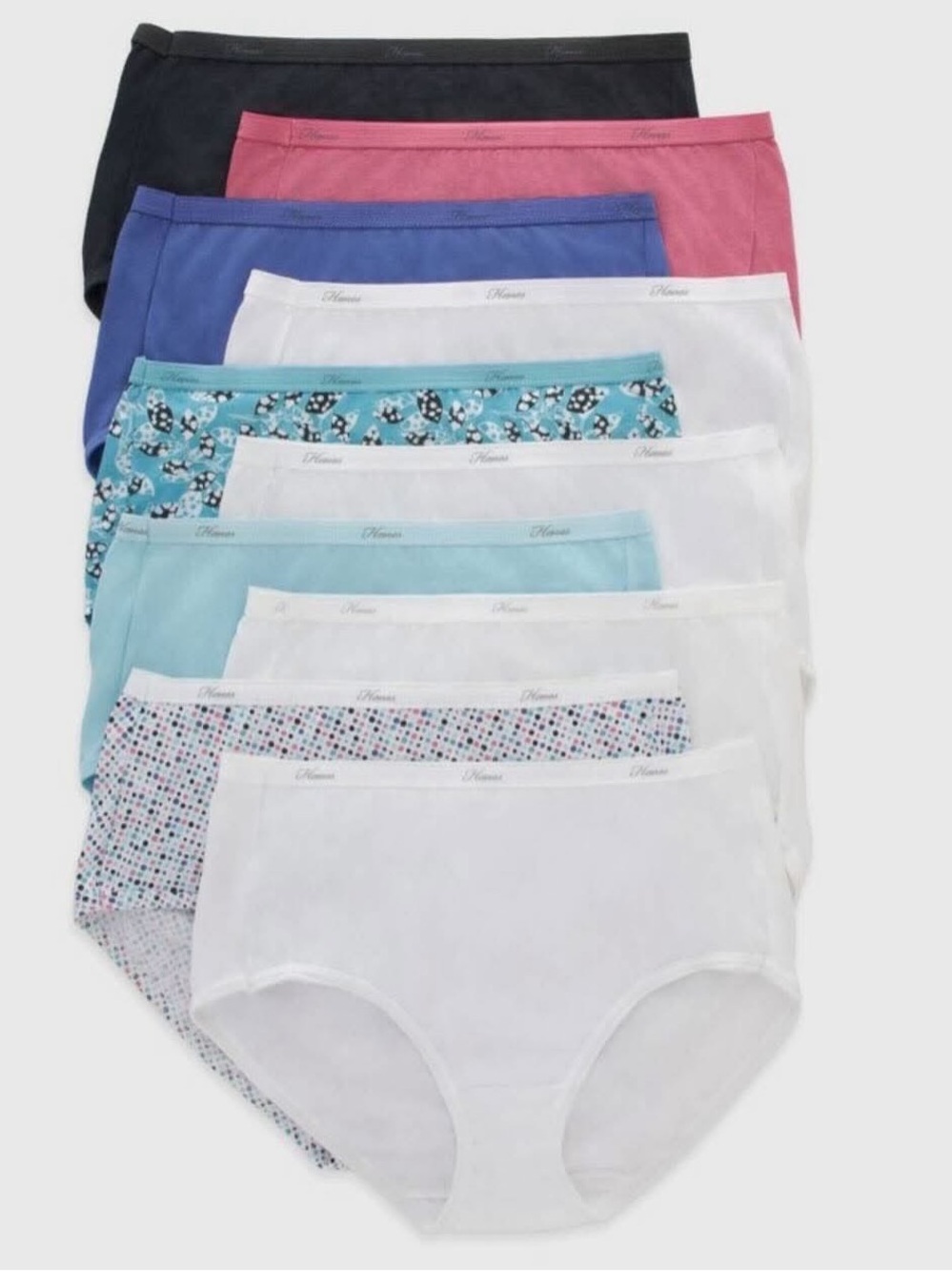 Hanes Women's 9 pack Briefs Full Coverage underwear size 10/3XL new breathable